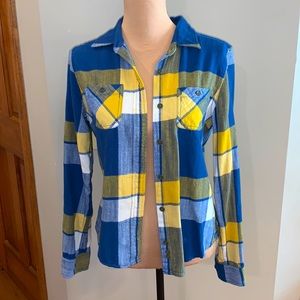 American Eagle Outfitters Blue and Yellow Plaid Shirt